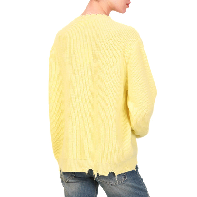 Vicolo-Maglia misto cashmere con rotture - lime