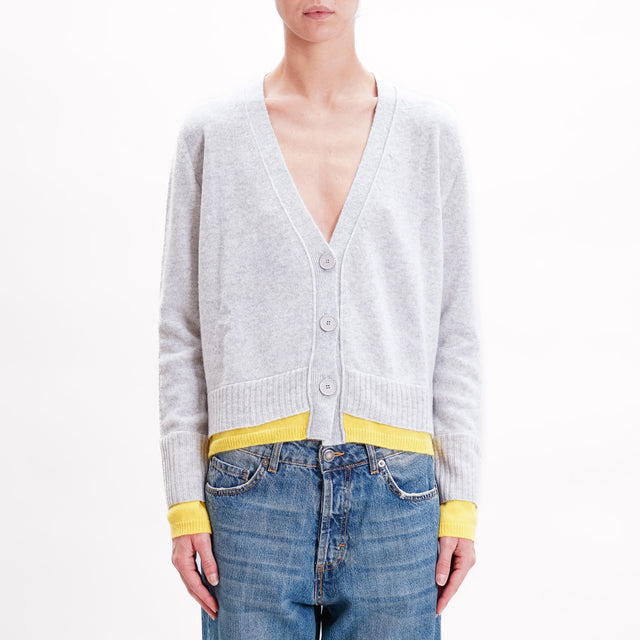 Vicolo-Cardigan mixed cashmere - pearl/yellow