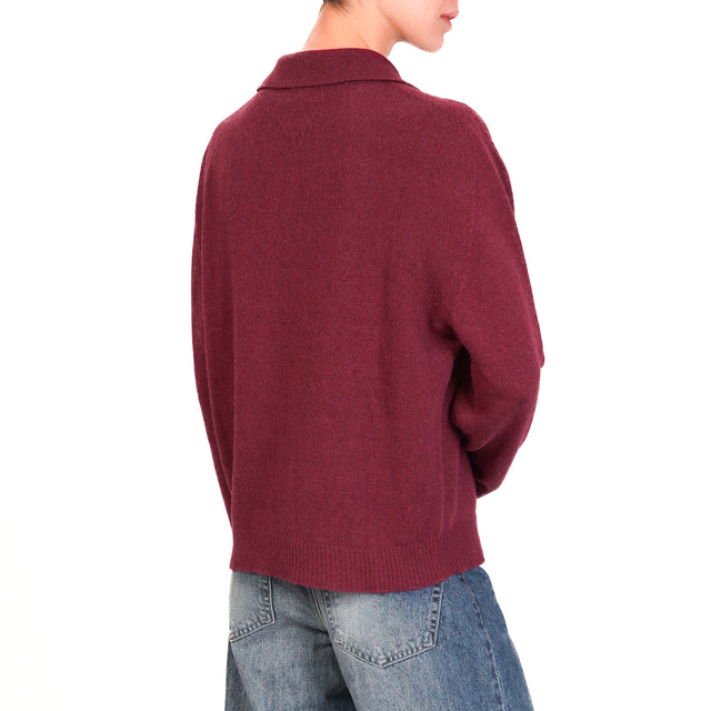 Vicolo-Maglia collo polo misto cashmere - Bordeaux