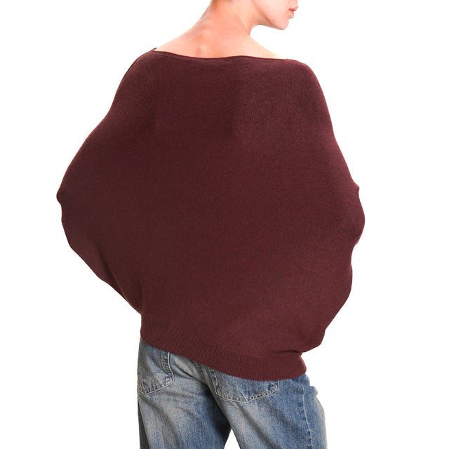 Vicolo-Asymmetrical Angora Blend Sweater - Wine