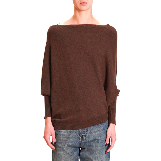 Vicolo-Asymmetrical sweater mixed angora - chocolate