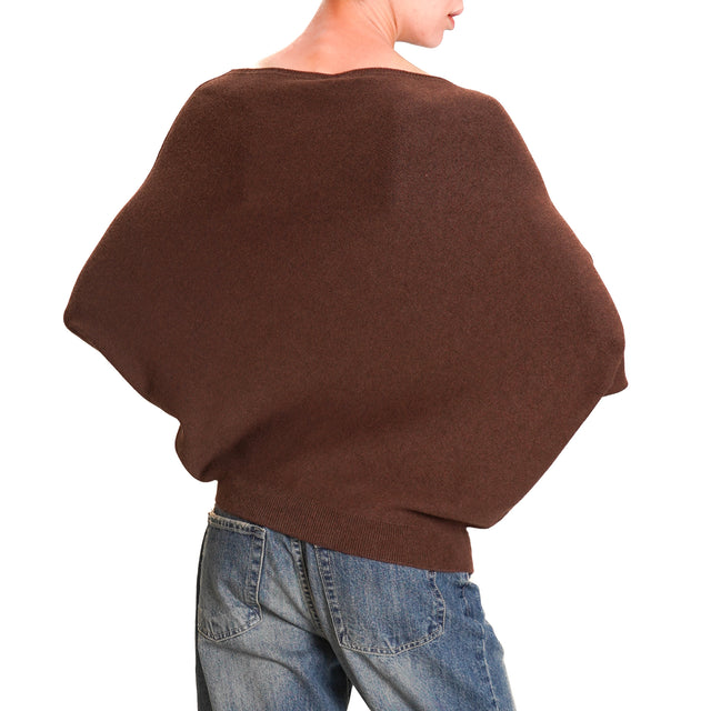 Vicolo-Asymmetrical sweater mixed angora - chocolate