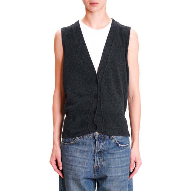 Vicolo-Gilet mixed cashmere - anthracite