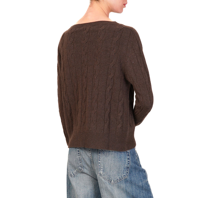 Vicolo-Maglia treccia misto cashmere - moro