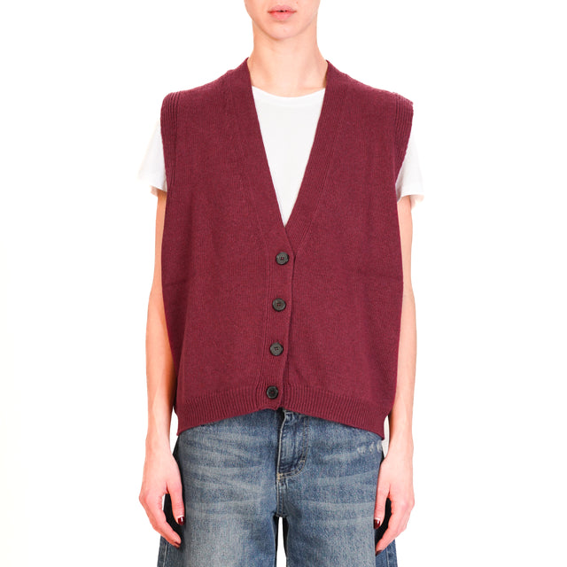 Vicolo-Gilet misto cashmere - Bordeaux