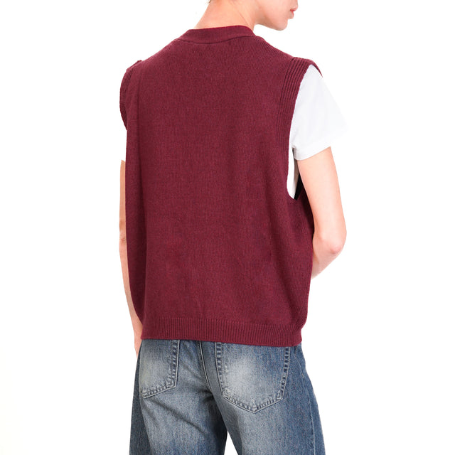 Vicolo-Gilet misto cashmere - Bordeaux