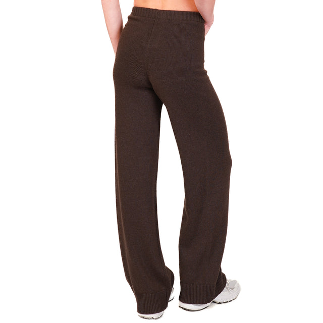 Vicolo-Pantalone in maglia misto cashmere - moro