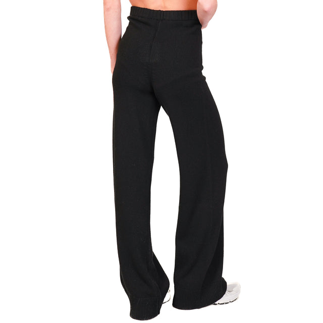 Vicolo-Cashmere Blend Knitted Trousers - Black