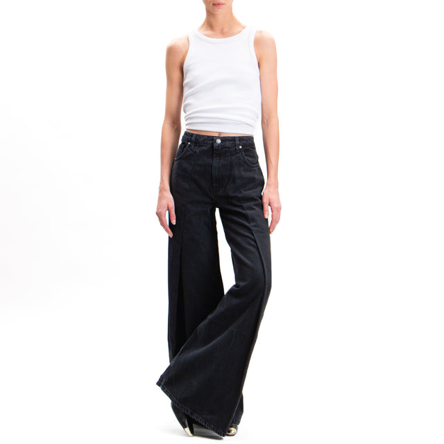 Vicolo-Jeans wide leg fit con riprese - nero