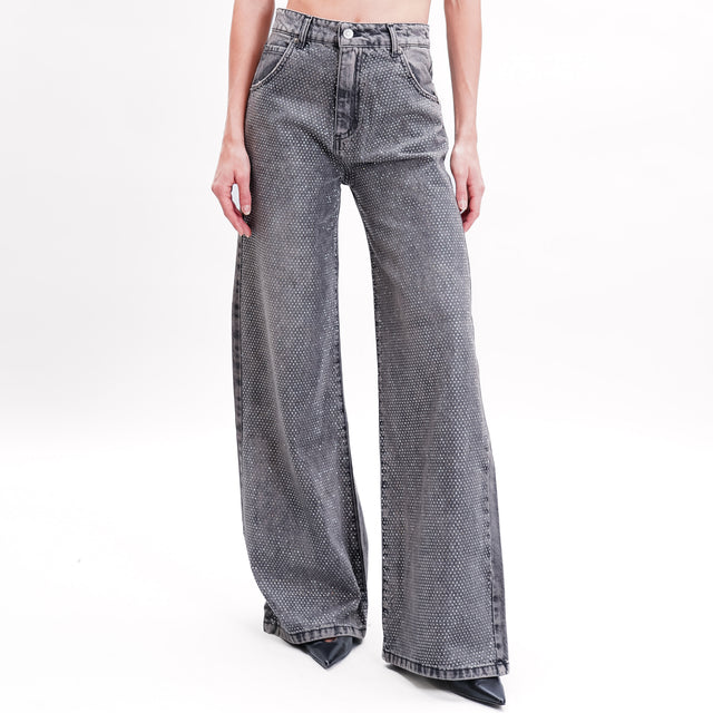 Vicolo-Jeans wide leg con strass - grigio