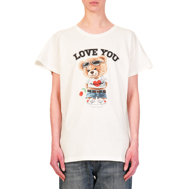 Vicolo-T-shirt orsetto "LOVE YOU" - bianco