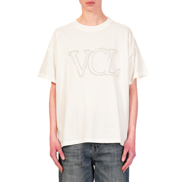 Vicolo-T-shirt VCL dettaglio perle - bianco