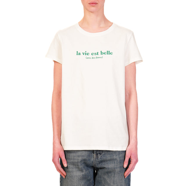 Vicolo-T-shirt "LA VIE EST BELLE" - bianco/verde