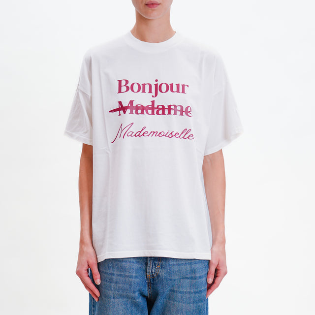 Vicolo-T-shirt "BONJOUR" - bianco/bordeaux