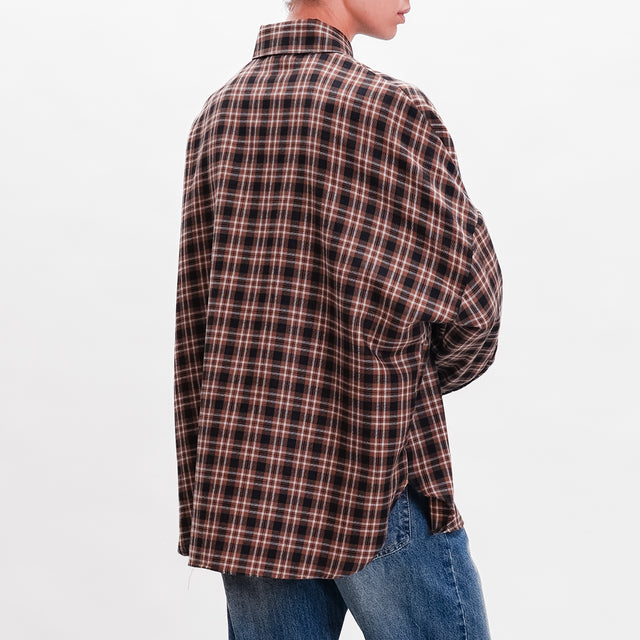 Vicolo-Shirt check jewel detail - tobacco/black/milk