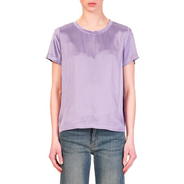 Vicolo-Blusa in satin elasticizzato mezza manica - lavanda