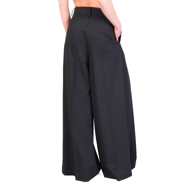 Vicolo-Pantalone wide leg con pinces - blu