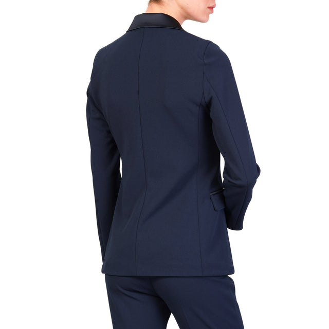 Vicolo-Giacca crêpe collo reverse - blu