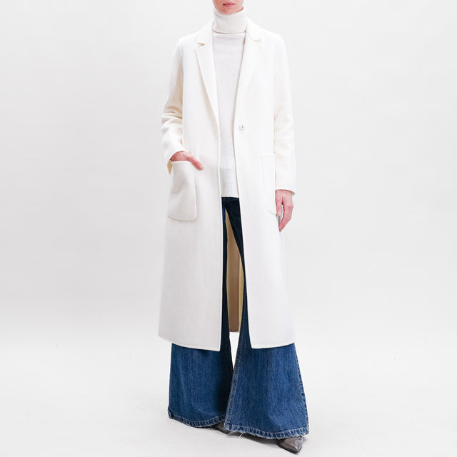 Vicolo-Handmade coat mixed wool back slit - milk