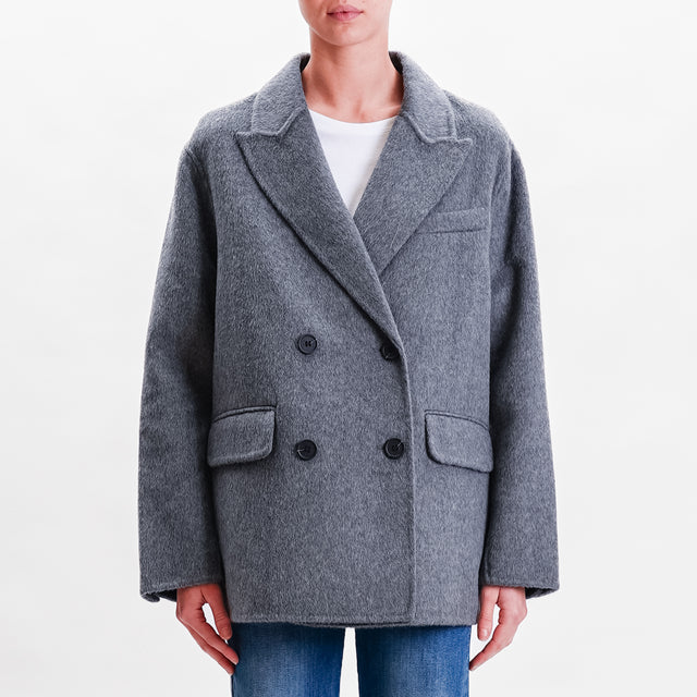 Vicolo-Handmade double-breasted wool blend jacket - melange grey