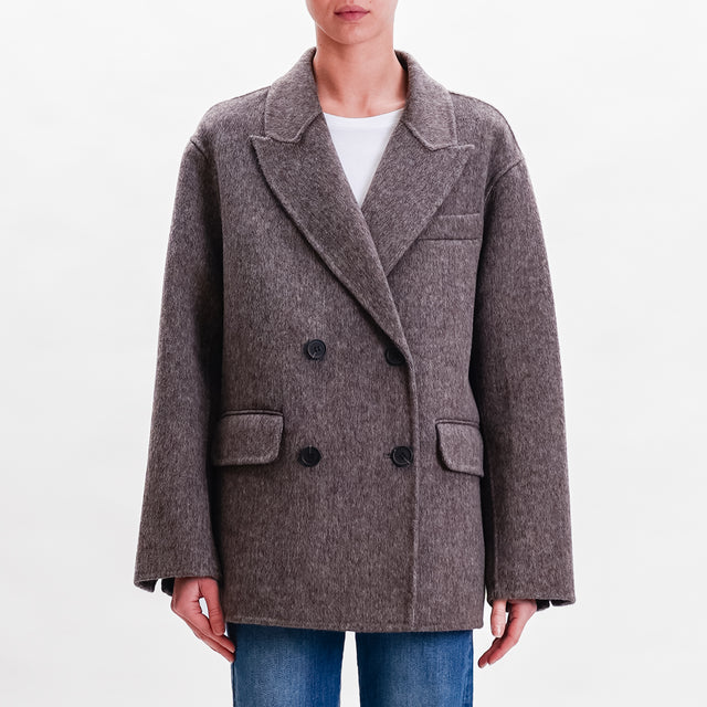 Vicolo-Handmade double-breasted jacket mixed wool - mink