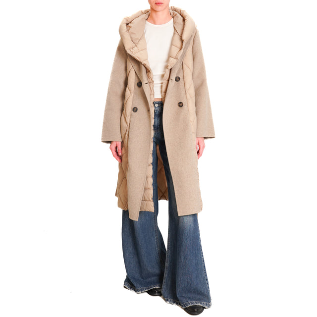 Vicolo-Double fabric coat with hood - beige