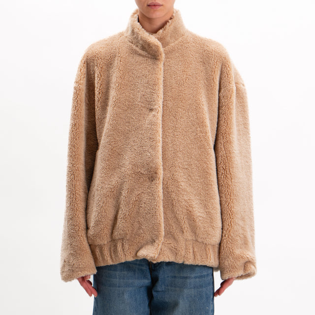 Vicolo-Teddy Jacket Short - Beige