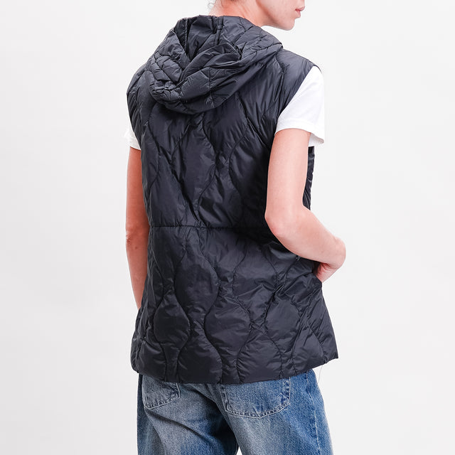 Vicolo-Gilet trapuntato con cappuccio 100 gr - nero