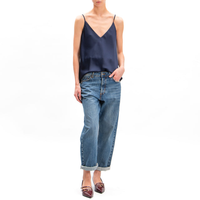 Vicolo-Top in satin bretelle regolabili - blu