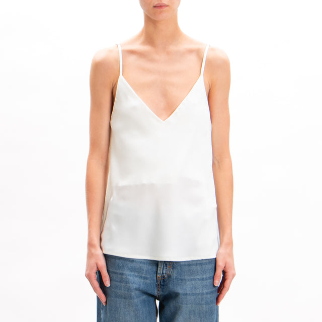 Vicolo-Top in satin adjustable straps - off white