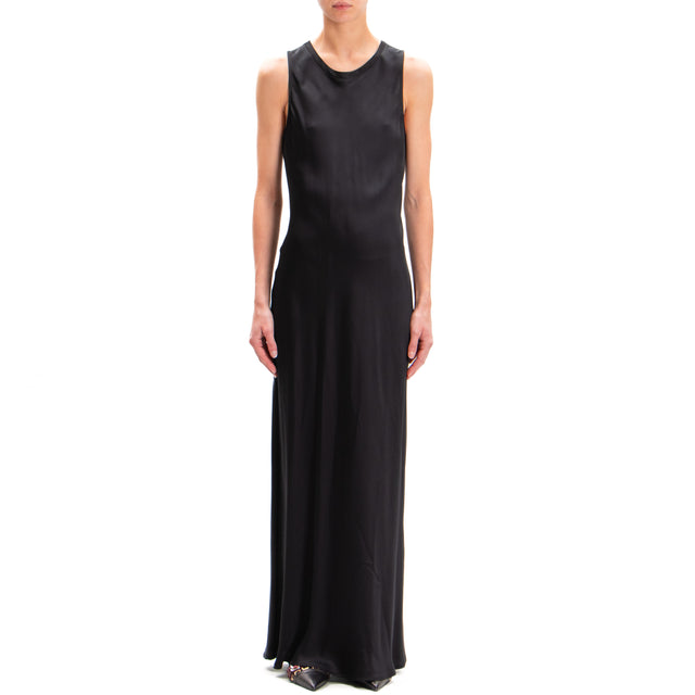 Vicolo-Satin Sleeveless Dress - Black