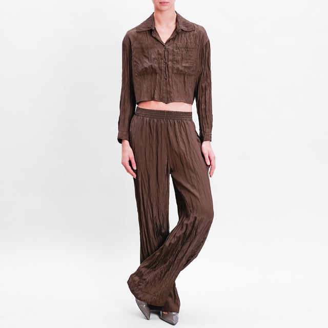 Vicolo-Pantalone in embossed fabric - coffee