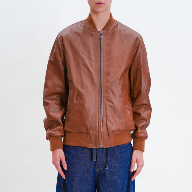 Vicolo-Bomber in pelle nappa - cuoio