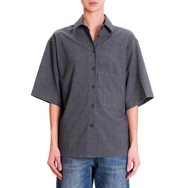 Vicolo-Shirt half sleeve side slits - anthracite