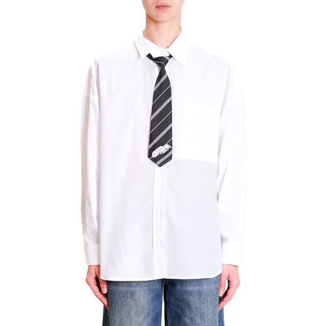 Vicolo-Shirt with tie pin detail - white