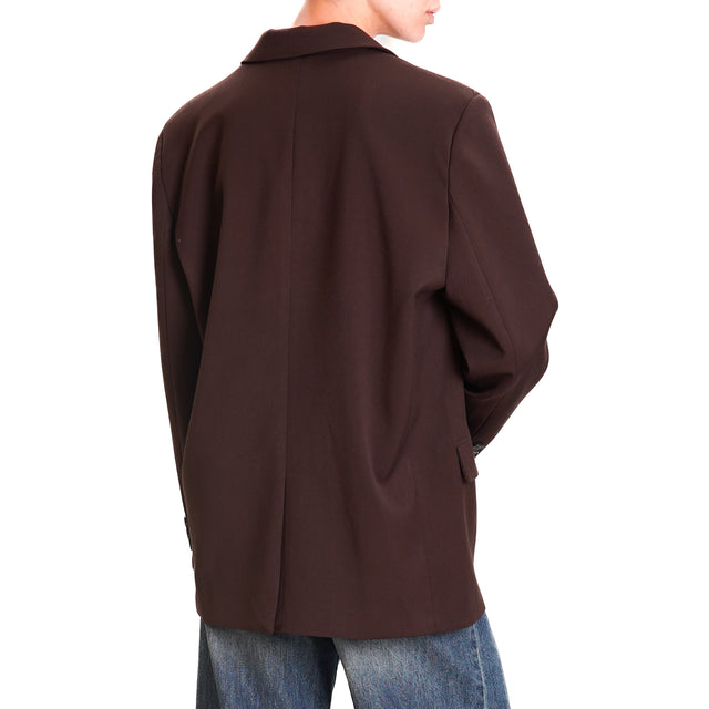 Vicolo-1 button over jacket - dark brown