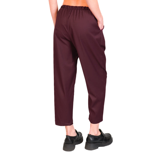 Vicolo-Pantalone elastico in vita con coulisse - vino