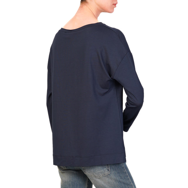 Vicolo-T-shirt in jersey manica lunga - blu