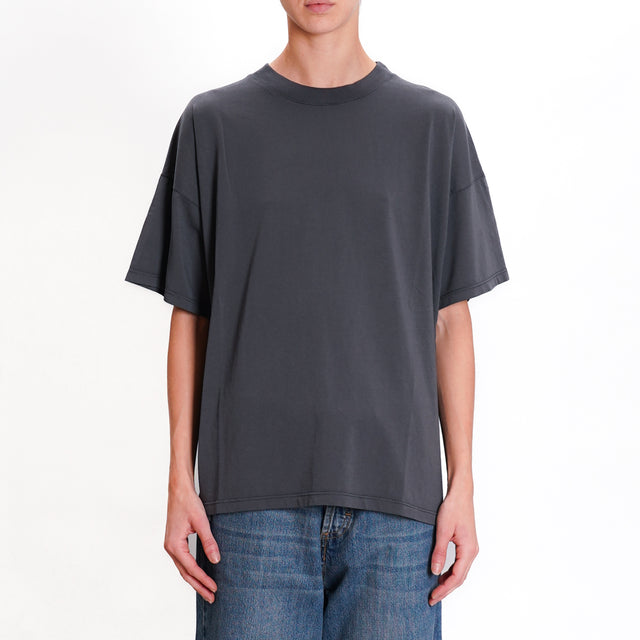 Vicolo-T-shirt girocollo in cotone - piombo