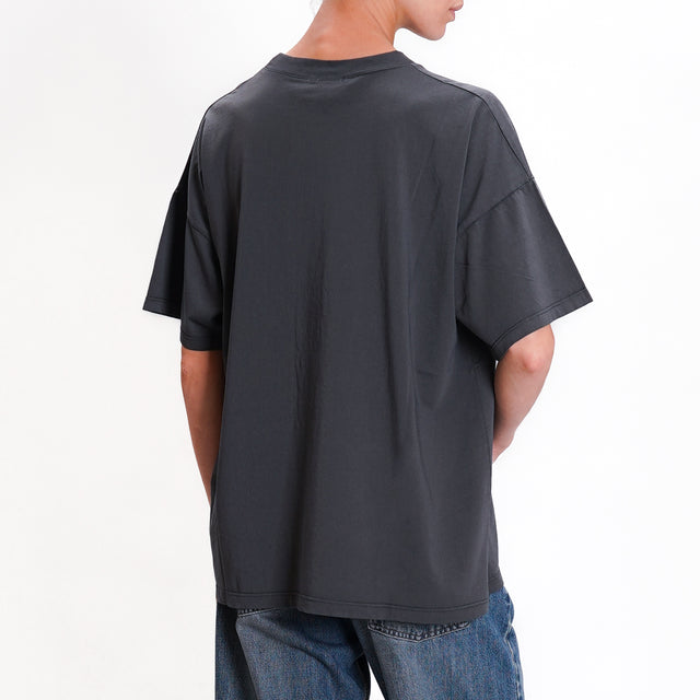 Vicolo-Cotton Crewneck T-Shirt - Lead