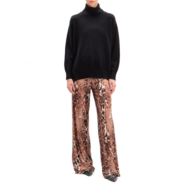 Vicolo-Spotted Jersey Pants - Sand/Black/Dark Brown