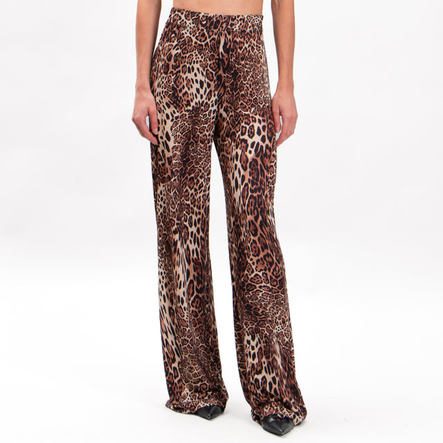 Vicolo-Spotted Jersey Pants - Sand/Black/Dark Brown