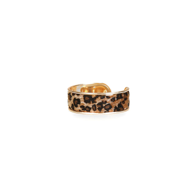 W by Whitemood-Bracciale rigido animalier - leopardato beige/nero in cavallino