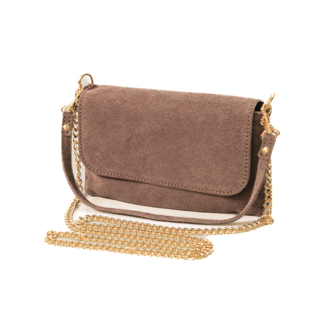 W by white mood-Pochette genuine leather scamosciata - taupe