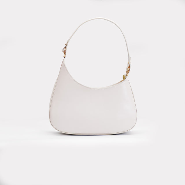 W by Whitemood-Asymmetrical crescent shoulder bag - chalk