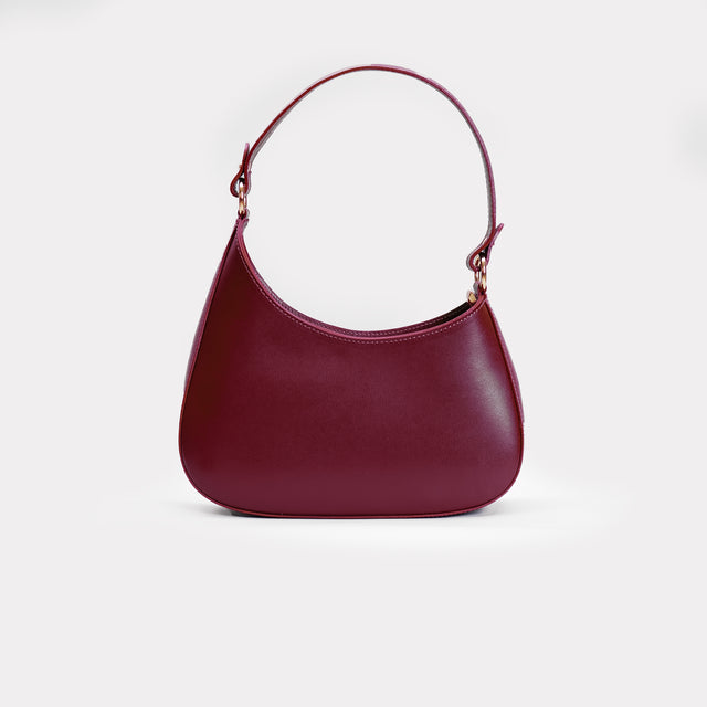 W by Whitemood-Asymmetrical crescent shoulder bag - wine