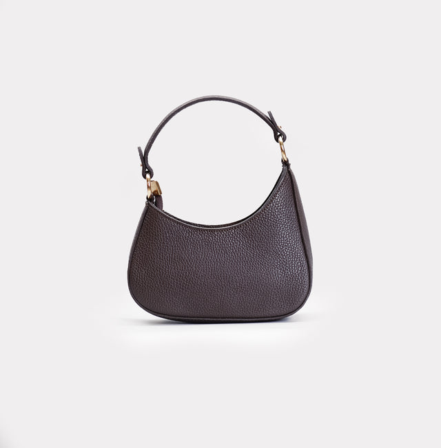 W by Whitemood-Asymmetrical crescent mini shoulder bag - coffee