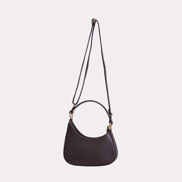 W by Whitemood-Asymmetrical crescent mini shoulder bag - coffee