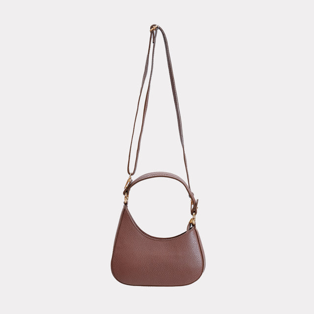 W by Whitemood-Asymmetrical crescent mini shoulder bag - hazelnut