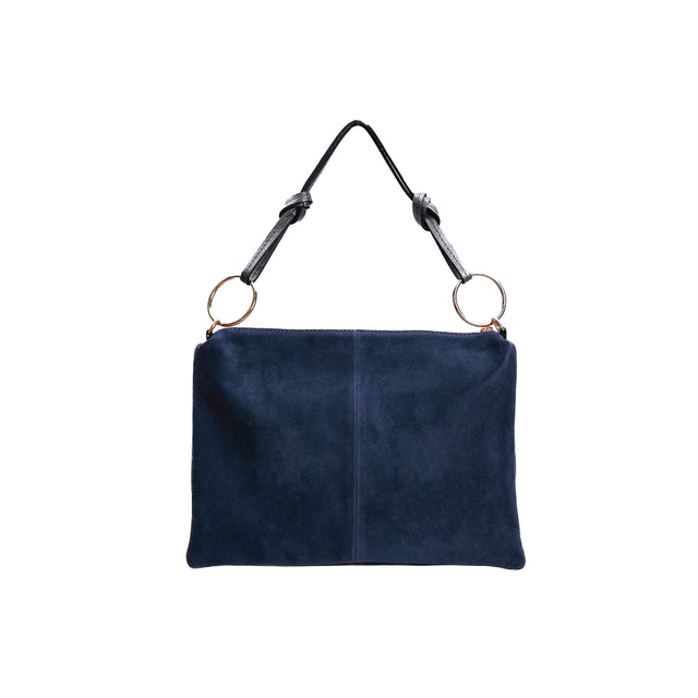 W by Whitemood-Suede Leather Shoulder Bag - Blue